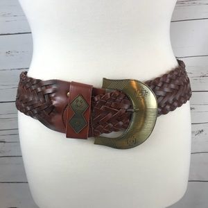 CAbi Leather Braided Big Buckle Belt Small